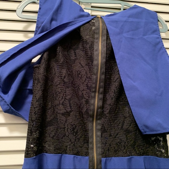 KIRRA lace cutout dress blue and black size US L - Picture 4 of 5